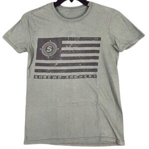 Shrewd Archery Shirt Mens Small Army Green Hunting Bow Arrow‎ Tee
